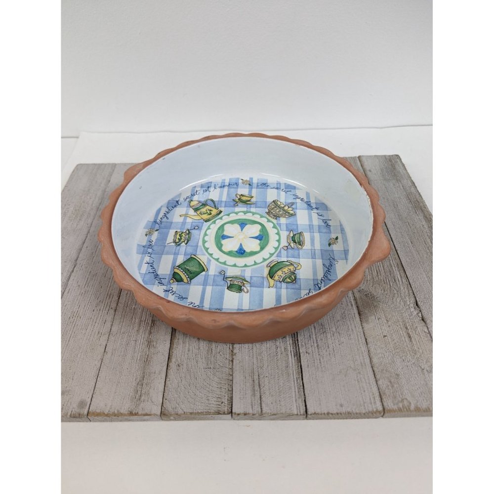 Russ Berrie & Co Deep Dish 9 1/2” Pie Plate Holiday The Secret Ingredient Is Lov